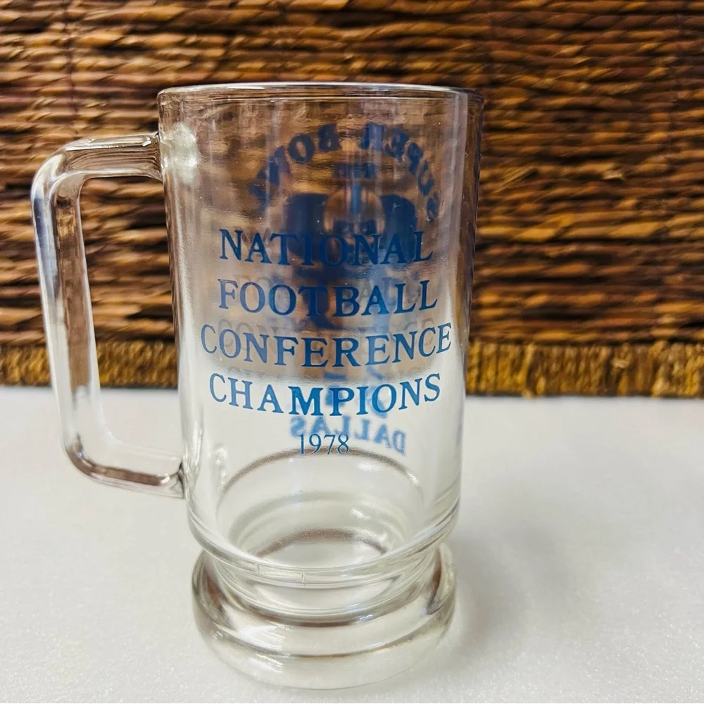 VINTAGE 1978 - 1979 Dallas Cowboys Super Bowl XIII NFC Champions Glass Beer Mug